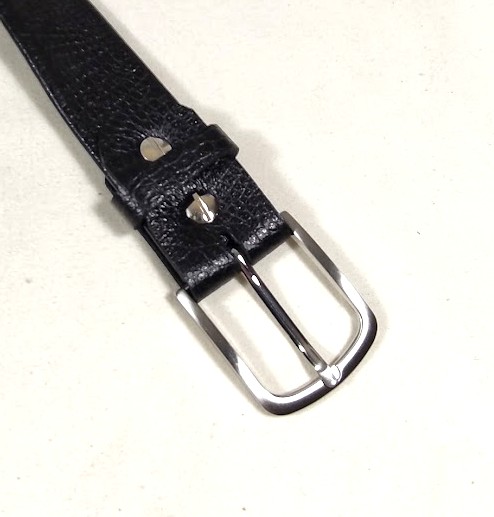 Ceinture pour Elle Cuir noir boucle m&eacute;tal