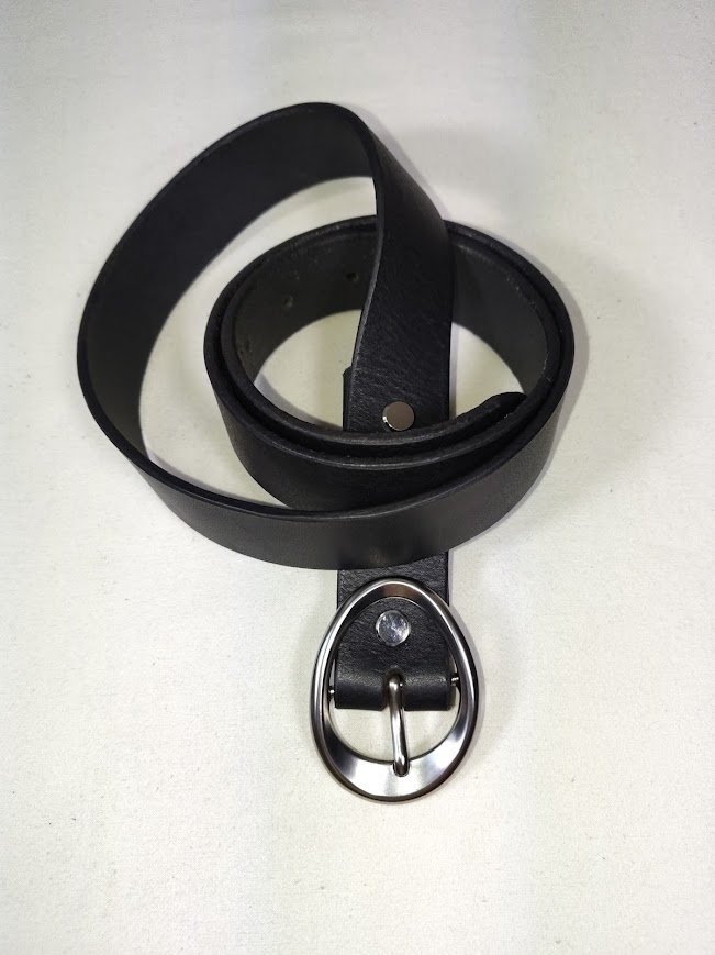 Ceinture cuir noir boucle ovale