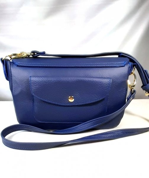 Sac baguette cuir bleu marine