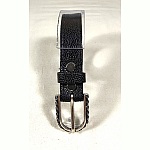 Ceinture pour Elle cuir noir boucle m&eacute;tal coloris argent vieilli.