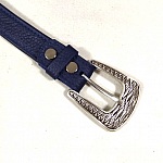 Ceinture pour Elle, en cuir bleu marine, boucle nickel&eacute;e coloris argent vieilli.