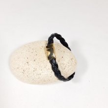 Armband aus geflochtenem Rindsleder schwarz Magnetverschluss goldfarben